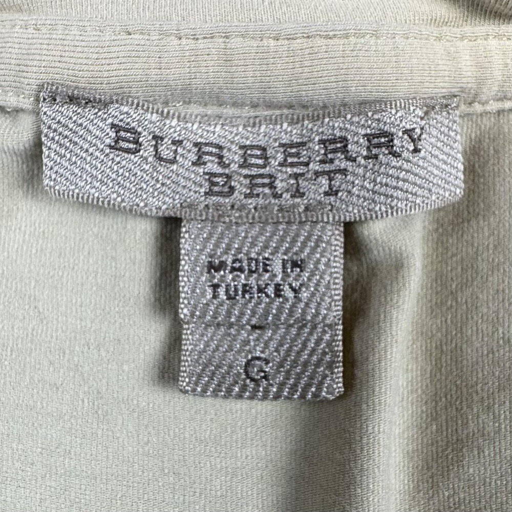 Burberry Brit Shirt Womens Large Beige Nova Check Cuff T-Shirt Stretch Jersey - Picture 5 of 10